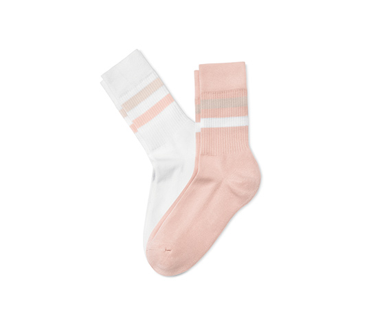 Ponožky s žebrovanou strukturou, 2 páry, růžové a bílé 628345 z e-shopu  Tchibo.cz
