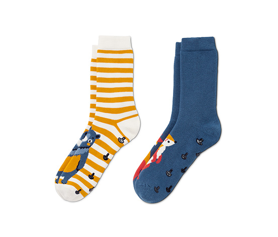 Protiskluzové ponožky, 2 páry, 1x s motivem medvídka, 1x s motivem lištičky  614250 z e-shopu Tchibo.cz