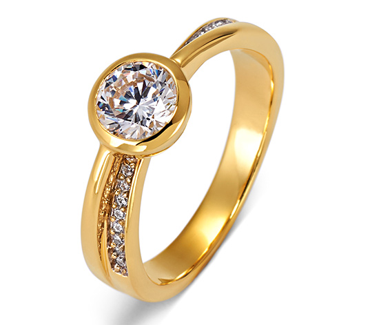 Stříbrný prsten pozlacený žlutým zlatem 309071 z e-shopu Tchibo.cz