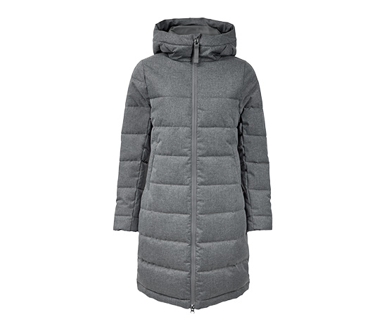 Prošívaný kabát s kapucí, šedý s melírem 617631 z e-shopu Tchibo.cz